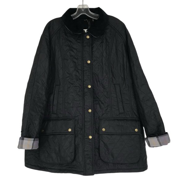BARBOUR BEADNELL POLARQUILT JACKET COAT PLUS Size 2X FLEECE LINED QUILTED BLACK - Picture 1 of 11